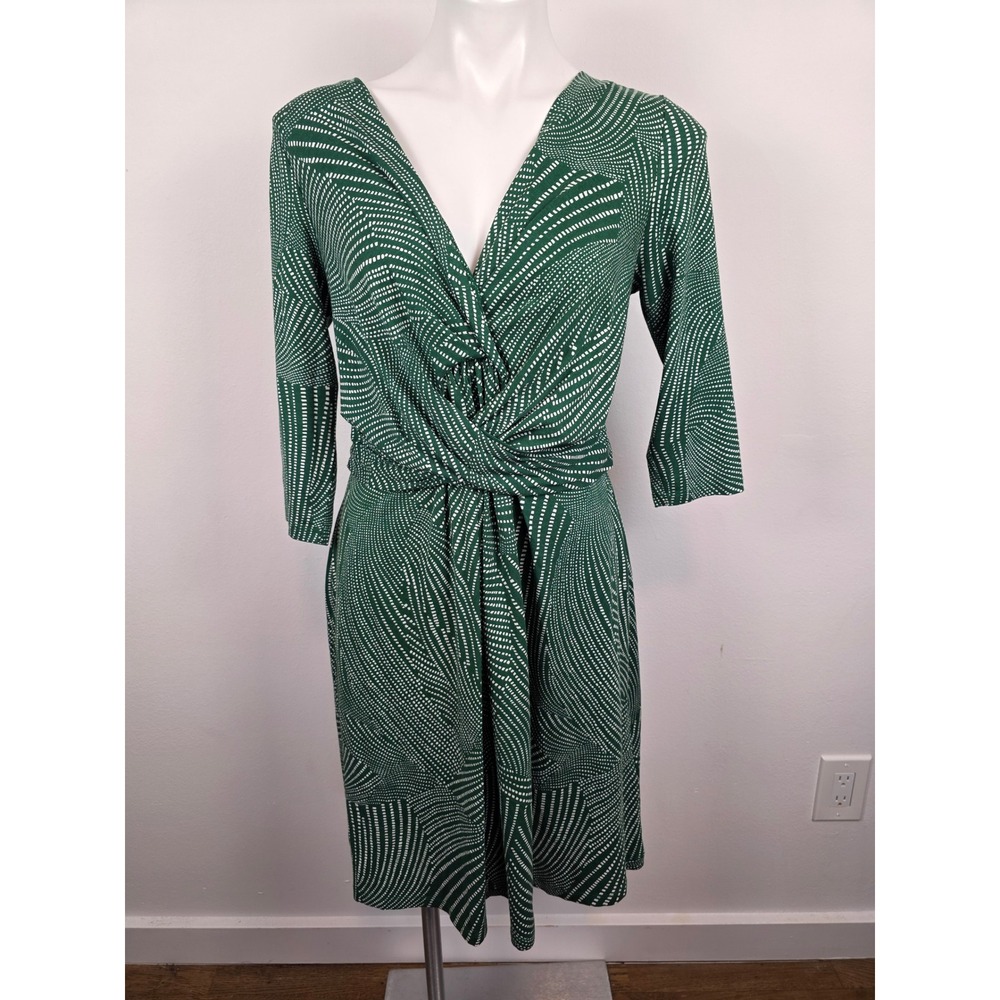 Seraphine Maternity Dress Green White Dot Print‎ Twist Front Size 6